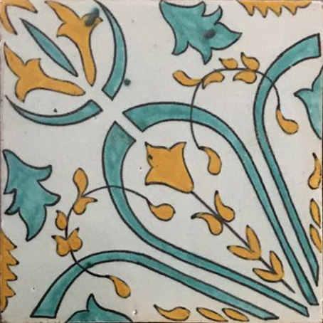 Mosaic House Moroccan tile HPC Custom C 1-12-18 White Light Green Yellow  hand painted handpainted 